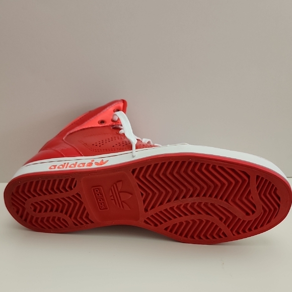 Adidas Bold Red High-Tops with White Accents - Picture 4 of 10